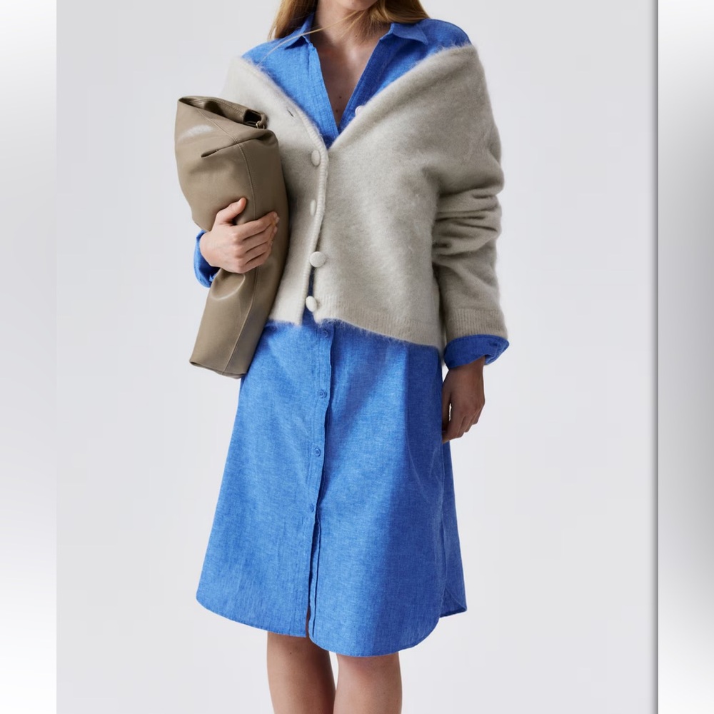 H&M blue button up dress M - Picture 2 of 5